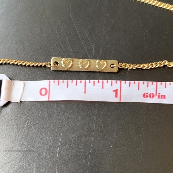 Gold Tone Three Heart Bar Necklace - Picture 5 of 7